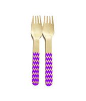 Perfect Stix Chevron Forks 158 36-Purple Printed Wooden Forks with Purple Chevron Pattern, 6" (Pack of 36)