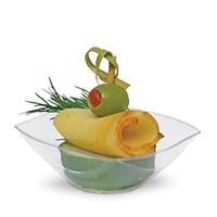 Majestic Settings Mini Collection Mini Wave Shaped Bowl, Heavyweight Clear Plastic, Elegant Disposable 1.5oz Wavy Bowl. (24 CT)