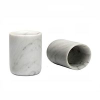 Home Creative Natural Marble Stone Tube Tumbler Pen Holder Brushes Cup Make up Holder Candle Holder Collection Diam 3.14'' H 4''-Wholesale 2 pcs Set (Grey)