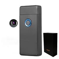 Dual Arc Plasma Lighter USB Rechargeable Windproof Flameless Electric Lighter for Cigar Candle Cigarette (Black)