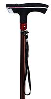 Royal Brands Telescoping Walking Cane Ergonomic Handle with Light and Alarm (Brown)