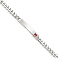 925 Sterling Silver Medical Alert Curb Link Id Bracelet 8.5 Inch Fine Mothers Day Jewelry For Women Gifts For Her