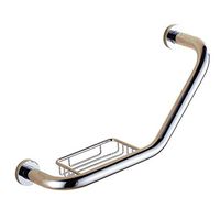 FChome 17.3 inch Bathroom Grab Bar，Bathtub Arm Safe-Grip Bar Stainless Steel Shower Handle Wall Mount Handicap Grab Bars,with Soap Basket