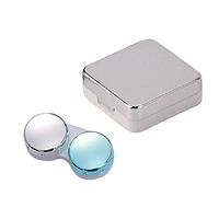 Mirror Effect Contact Lens Case Holder Container Travel Kit with Mirror Tweezers for Eyes Care 2pair Silver