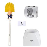 Donald Trump Toilet Brush Toilet Paper Bundle Funny Political Gag Novelty Item(Holder Included) (White)
