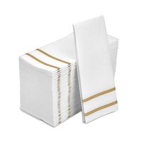 Fete Decorative Hand Towels Disposable, Gold Design 100 Linen-Feel Guest Towels – Formal Dinner, Anniversary, and Wedding Napkins for Tables, Guestrooms, and Restrooms - 8.5x 4-Inches Folded,