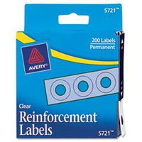 Dispenser Pack Hole Reinforcements, 1/4'' Diameter, Clear, 200/Pack, Total 24 PK, Sold as 1 Carton