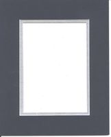 Pack of 5 11x14 Navy Blue & Silver Double Picture Mats Cut for 8x10 Pictures