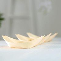 Efavormart 50 Pack 4.5" Natural Wooden Disposable Food Boats Eco Friendly Biodegradable Plates for Wedding Party Events