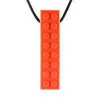 Quell-O Mega Brick Sensory Chew Necklace - Tough - Tactile Chewelry for Mild Chewers (Red)