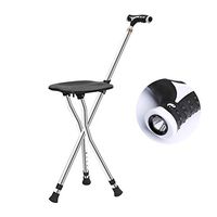 KHXJYC Aluminum Alloy Walking Stick,Disability Medical Aid Folding Seat Cane,Height Adjustable Static Loading 100kg