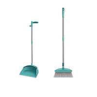 Broom and Dustpan With Long Handle Telescopic Up Rotatable Extra Long Handle Multi-Function Broom And Dustpan Non-stick Hair Stainless Steel Rod Windproof Broom Set Home Kitchen Office Garden Cleaning