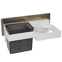 Wall Mount Hair Dryer Holder Premium Plastic Hair Care Styling Tool Organizer with Cup Bathroom Storage Basket for Hair Dryer, Brushes, Comb