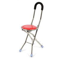 Foldable Elderly Care Walking Cane Stick 2 in 1 Chair Four Legs Adjustable Cane Chair Stool Seat Portable Crutch