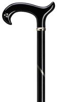 Ladies Black With Rhinestones Derby Cane Hi Gloss Black  -Affordable Gift! Item #DHAR-9785600