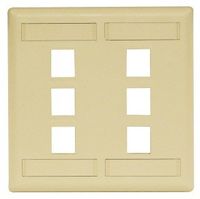 Hubbell IFP26EI Flush Phone/Data/Multimedia Wall Plate, 2 Gang, 6 Port, Electric Ivory (Pack of 10)