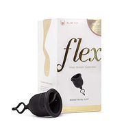 Flex Menstrual Cup Slim Fit Model - Free Wash Bag Period Set - Soft Silicone - Reusable Cups - Cleaner Removal - for Women with Medium or Sensitive Flow - 2 Feminine Super Tampon Storage - Small Size