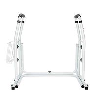 440lb Capacity Anti-Slip Stand Alone Iron Toilet Safety Grab Rail with Magazine Rack White