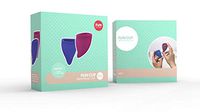 FUN FACTORY Fun Cup Menstrual Cup Set | 2 Menstrual Cups & Menstrual Cup Bag | 2 Large Menstrual Cup | Reusable Cup Alternative Period Protection to Tampons (Violet/Blue)