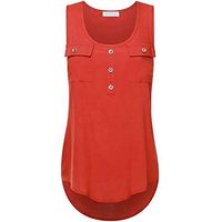 Jophufed Tank Tops for Wome,T Shirt Casual Blouses O-Neck Sleeveless Vest Sexy Loose Tank Tops Red