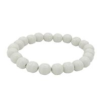 eleeColorful Power Health Ion Tourmaline Beads Stretch Bracelet Wristband Balance w/Box (White)