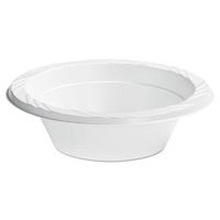 HUH 82212 Plastic Bowls, 12 Ounces, White, Round, Lightweight, 125/Pack