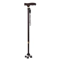 Crutches Olds Four-Leg Retractable Cane Adjustable LED Lights Anti-Skid Cane Four-Claw Retractable Cane Black Brown (Color : Chrome, Size : 74cm)
