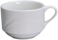 Yanco MM-1-S Miami 7.5 oz Stackable Coffee/Tea Cup, 3.5" Diameter, Porcelain, Bone White, Pack of 36