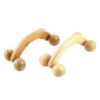 Antislip Handheld Yellow 4 Wheels Wooden Body Massage Roller 2 Pcs