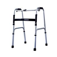 Walker Elderly Walker Four-Legged Walking Stick Disabled Cane Elderly Adjustable Height Walker, Silver
