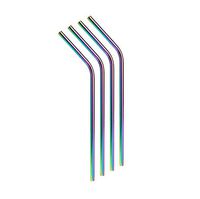 Eco Friendly Stainless Steel Metal Drinking Straw Reusable Silver Iridescent (Iridescent Bendy - 4 Straws)