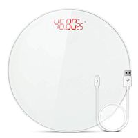 CHENNAO Round Digital Body Weight Bathroom Scale Slim Design, Easy Read Display，Explosion-Proof Tempered Glass, Step-On Technology, Electronic Precision，White