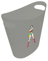 New! 2 Gallon Slim Style Wastebasket in a Grey Plastic Finish That Features Your Choice of a Novelty Theme Logo and a Free Trash Can Liner! (Wonder Woman)