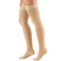 Truform 20-30 mmHg Compression Stockings for Men and Women, Thigh High Length, Dot Top, Closed Toe, Beige, Medium