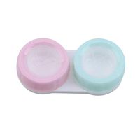LZIYAN Contact Lens Cases Two-Color Portable Eyeglasses Storage Box Container Assorted Separate Colors for Left and Right Eyes,Pink Greenish