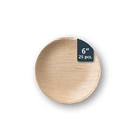TheClearConscience - Palm Leaf Salad Plates, 6" round, 25 pcs, 1/2 inch deep, Bamboo & Wood Style, Biodegradable, Professional Usage