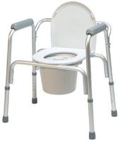 Three-In-One Aluminum Commode: With Removable Back Bar, - 4 EA/CS