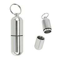 Jumbo Waterproof Aluminum Pill Vial Keychain - ID Holder - Silver Finish