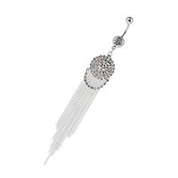 Cute Fashion Stainless Steel Crystal Belly Button Ring Sun Round Shape Best Beauty Womans Party Trendy Accessories Women Casual Aesthetic | Color - Sliver