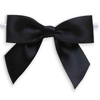 Weststone 50pcs Satin Black Ribbon Bows 3 1/2" Span x 2" Tail, Ribbon Width 1", Pre-Tied Bows or Self-Adhesive Bows