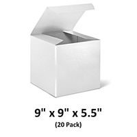 White Cardboard Tuck Top Gift Boxes with Lids, 9x9x5.5 (20 Pack) for Gifts, Crafting & Cupcakes | MagicWater Supply
