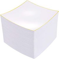 NERVURE 60Pieces White with Gold Rim Plastic Plates- Square Disposable Plates-Wedding Party Ware Including 60pcs 10.5 Inch Heavy Duty Dinner Plates