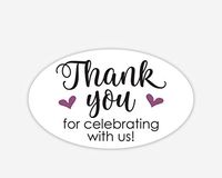 Oval Thanks for Celebrating with Us Stickers, Wedding and Event Favor Labels (#265-EG-OV)