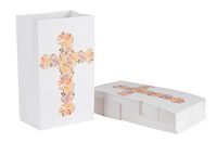 Party Treat Bags - 36-Pack Gift Bags, Religious Party Supplies, Paper Favor Bags, Recyclable Goodie Bags for Kids, Floral Cross Design, 5.2 x 8.7 x 3.3 Inches