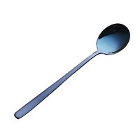 Qinlee Handle Stainless Steel Spoon 20.5 3.8cm Ice Cream Cocktail Teaspoons Coffee Soup Spoons Honey Spoons for Home Kitchen or Restaurant (Blue)