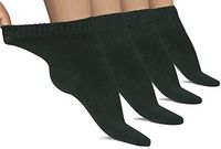 Hugh Ugoli Lightweight Women's Diabetic Ankle Socks Bamboo Thin Socks Seamless Toe and Non-Binding Top, 4 Pairs, Dark Forest Green, Shoe size: 6-9