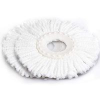 HAPPYGRILL 2 Pieces Mop Replacement Head Refill Spin Microfiber 360°Spinning Mop Head (White)