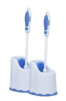 Toilet Brush and Holder (2 Pack) Toilet Bowl Cleaner Brush with Scrubbing Wand, Under Rim Lip Brush and Storage Caddy for Easy Bathroom Cleaning. by Superio (White/Blue)