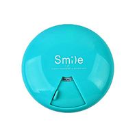 giveyoulucky Convenient 7 Lattices,Portable Smile Printed Letter Print Rotatable Pill Box Medicine Storage Case Container, Classify, Durable Blue