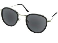 Semi Round Retro Reading Sunglasses Style R104 (Black/Silver Gray Lenses, 1.50)